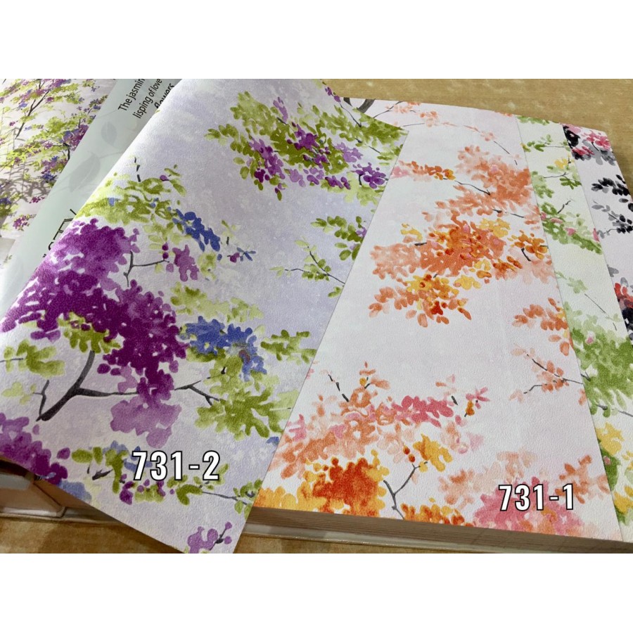 WALLPAPER DINDING MOTIF LUKISAN BUNGA TROPICAL ESTETIK