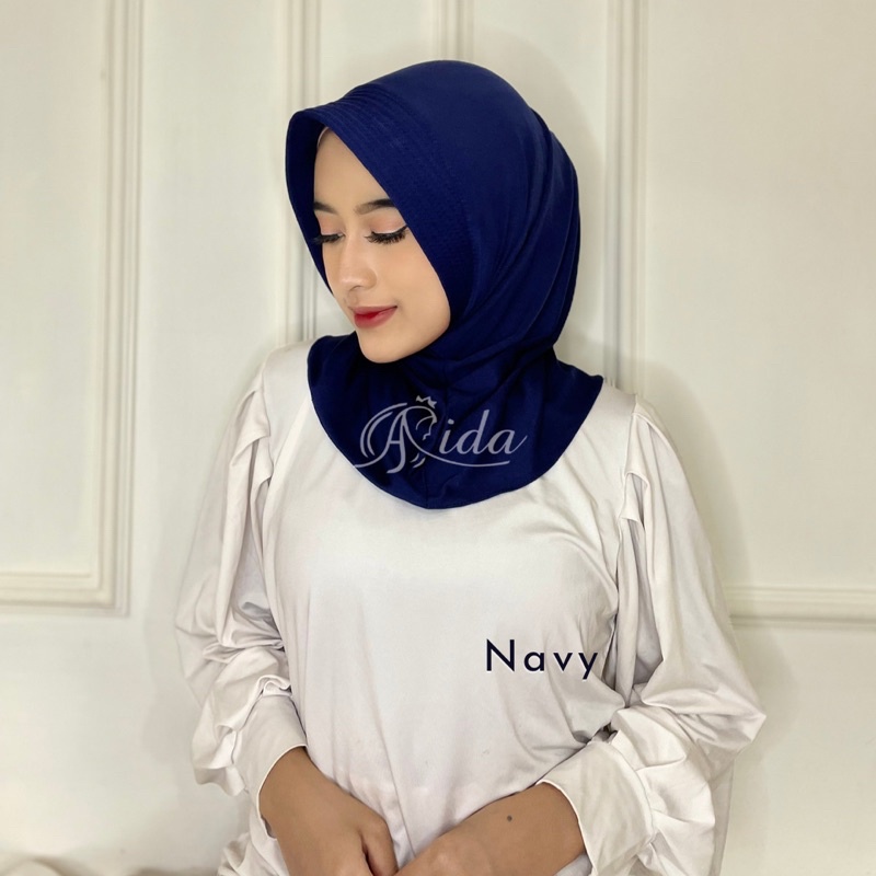 Jilbab Sport Volly Jersey Hijab Instant-Navy
