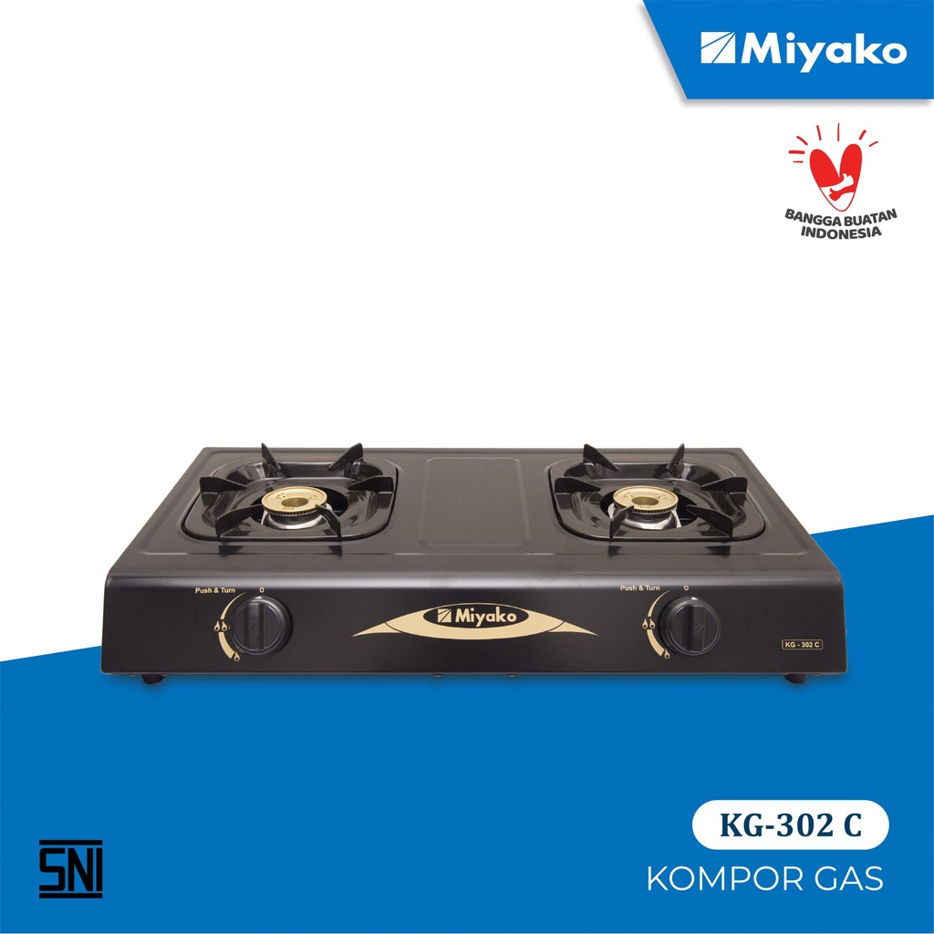 Kompor Gas Miyako KG-302 C Kompor Gas LPG 2 Tungku Burner Kuningan