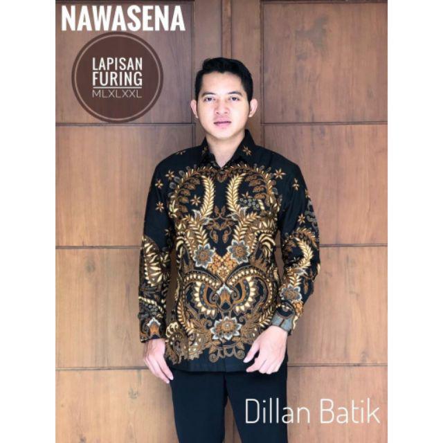 Nawasena Dillan Kemeja Batik Pria Eksklusif Berfuring Lengan Panjang Reguler Size