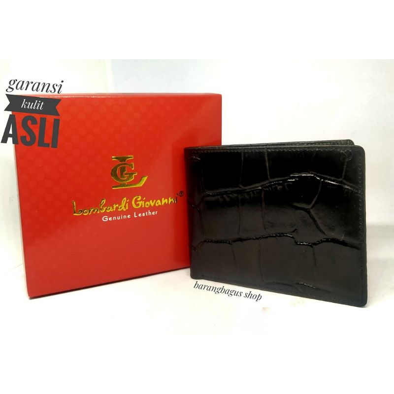 Dompet original kulit asli pria Lombardi Giovanni model serat urat kayu