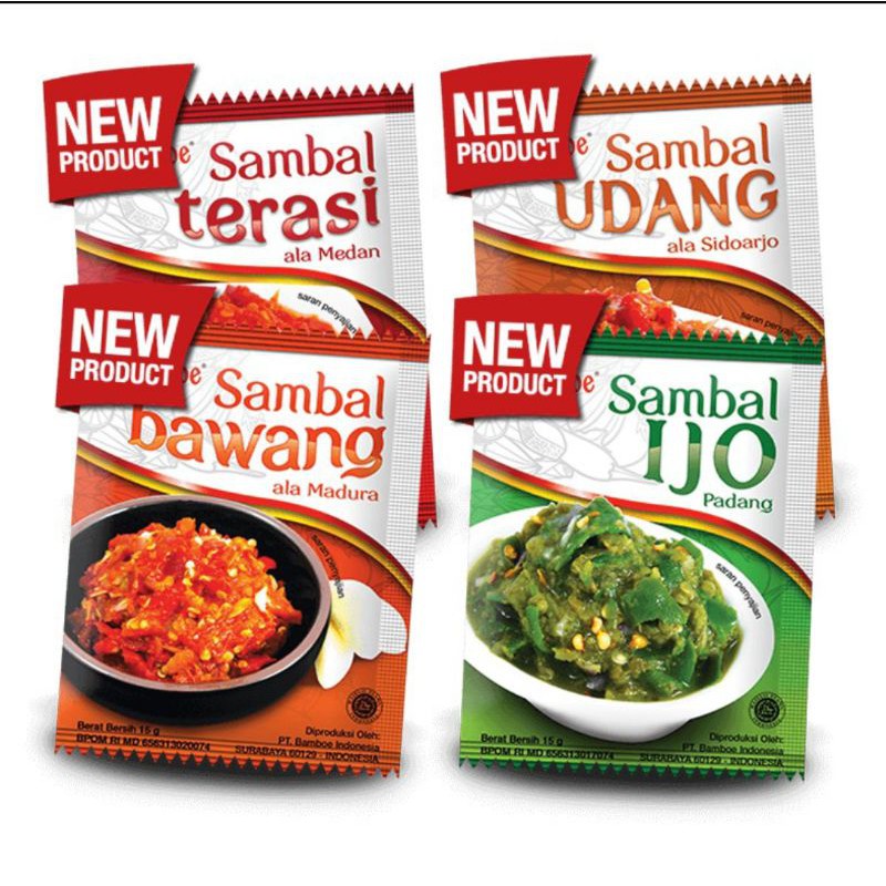 

2 sachet sambal bamboe terasi/ bawang/ udang/ ijo