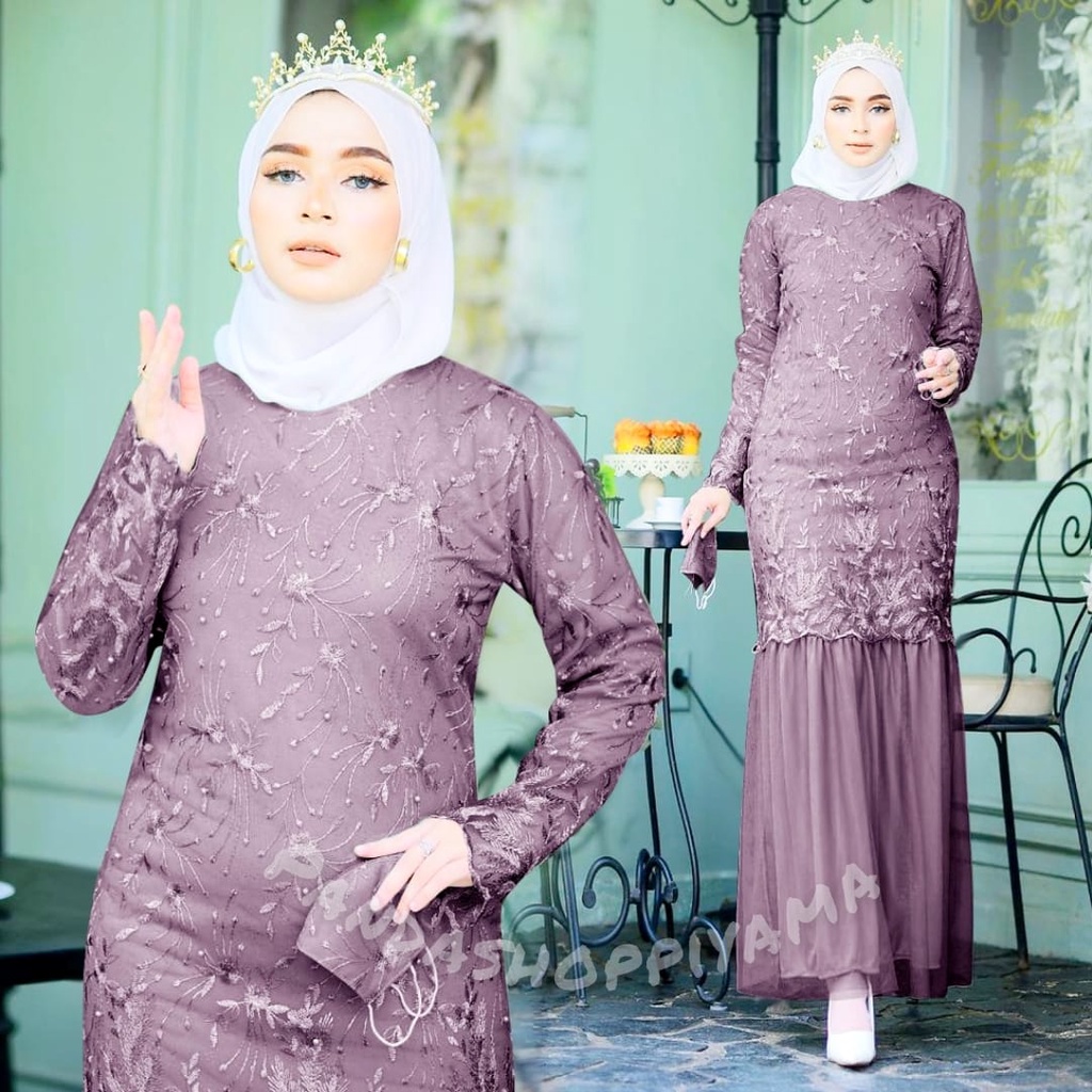 New Gamis ARISHA / Dress kondangan / Gamis Brukat / Baju Kondangan Wanita Size M L XL XXL / Baju Pesta Wanita / Gamis Remaja Seragam