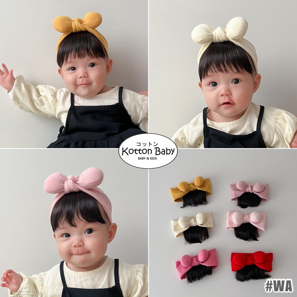 0-3 thn || Bandana Wig Korea Poni Rambut Palsu Topi Cepol Bayi Newborn Anak Catalog JNWG WA