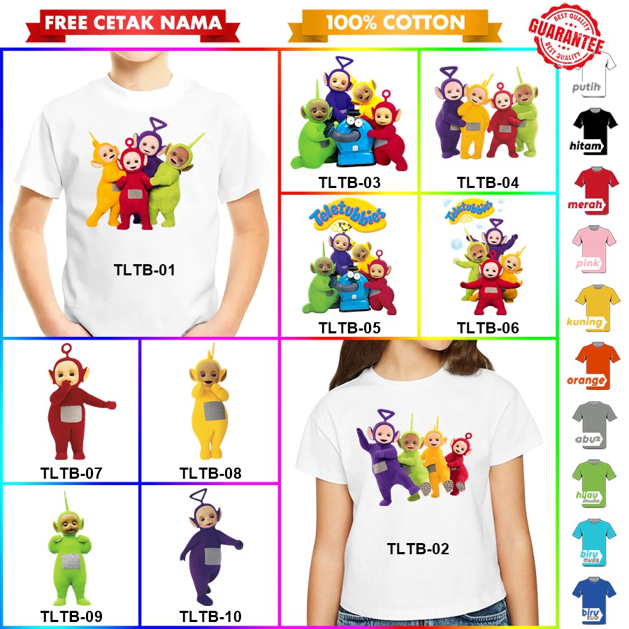 [FREE NAMA!!] Baju Kaos ANAK DAN DEWASA TELETUBBIES BANYAK MOTIF