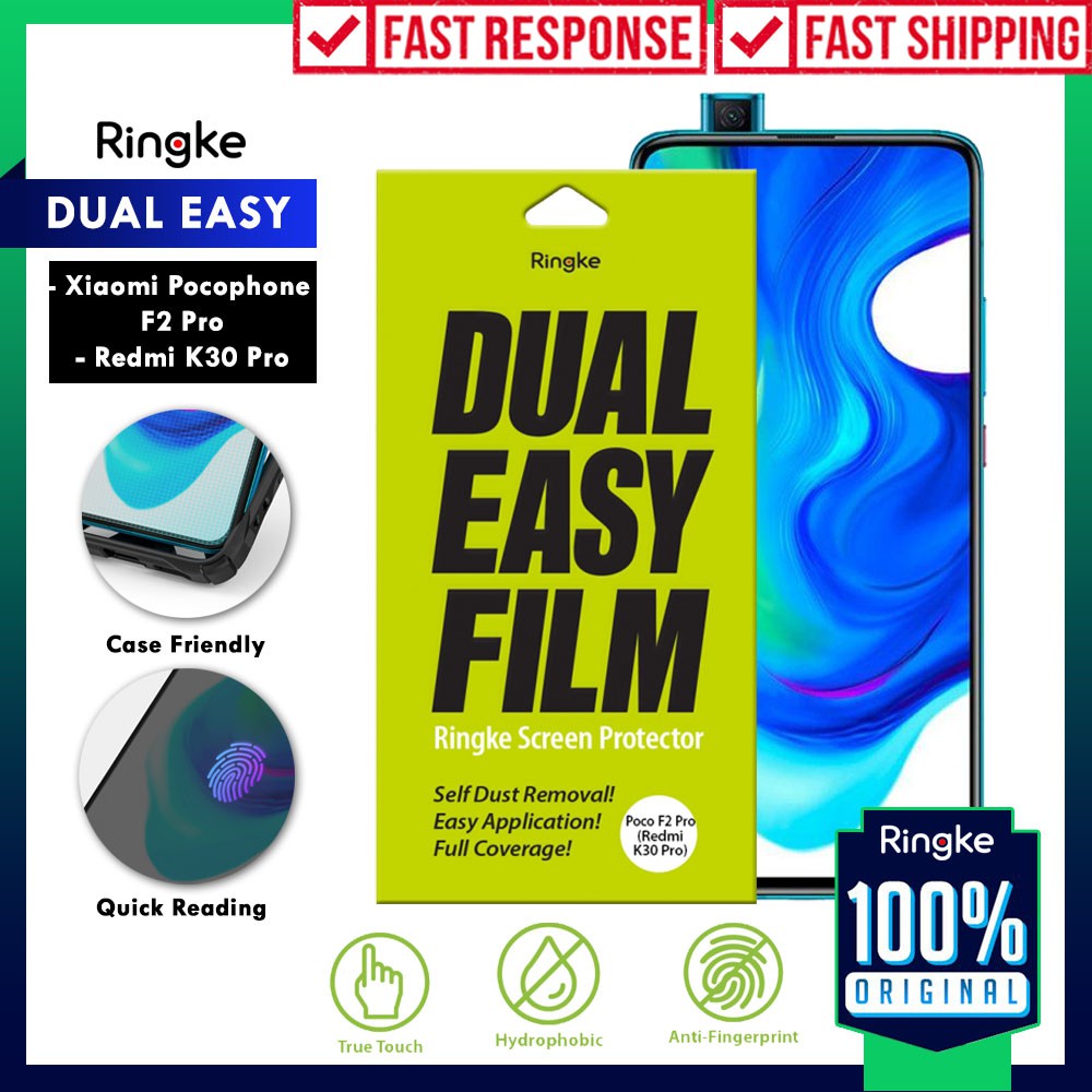 

Screen Protector Pocophone F2 Pro / Redmi K30 Pro Ringke Dual Easy Not Tempered Glass Anti Gores