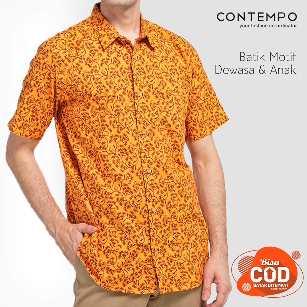 Baju Batik Cowok Lengan Pendek Kemeja Batik Lengan Pendek CONTEMPO Batik Slim Fit