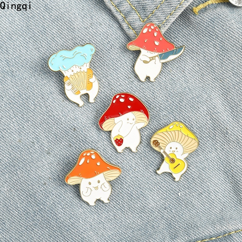 Bros Pin Enamel Bentuk Kartun Jamur Lucu Untuk Anak