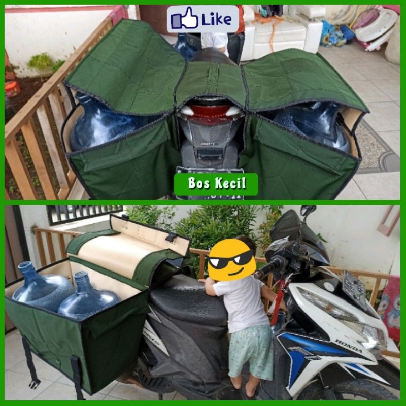 Tas Pos TEGAR JAYA JUMBO / Tas Obrok  Motor Terpal Tenda TNI /Tas Krombong Motor/Tas kurir/Srandul