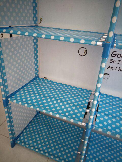 (r05 Double) Rak Buku Rak Portable Serbaguna 2 Sisi (mudah Dibongkar Pasang)