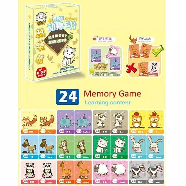 Memory matching flash card game toddler kids baby kartu mainan mengingat benda things toys education