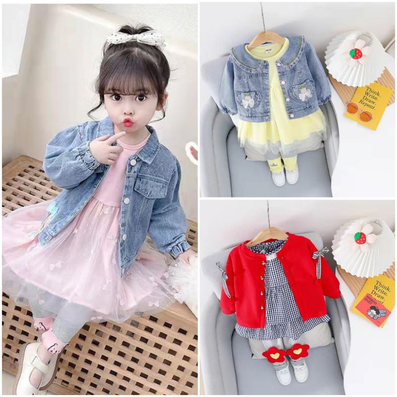 1-5 thn | Import Setelan Anak Korea Elegan Cute | Set Girl Dres Legging jacket Good quality