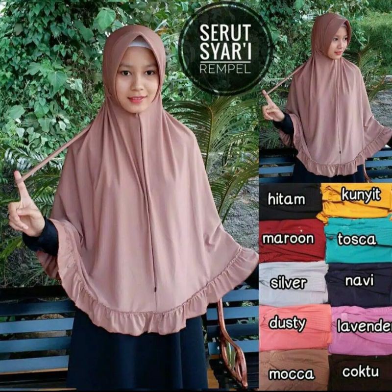 Jilbab Serut Jumbo Rempel Jersey/Serut Jokowi Syari