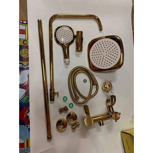 Shower Coulomn GOLD mengkilap Stainless Sus 304 shower Tiang wall shower Bathub