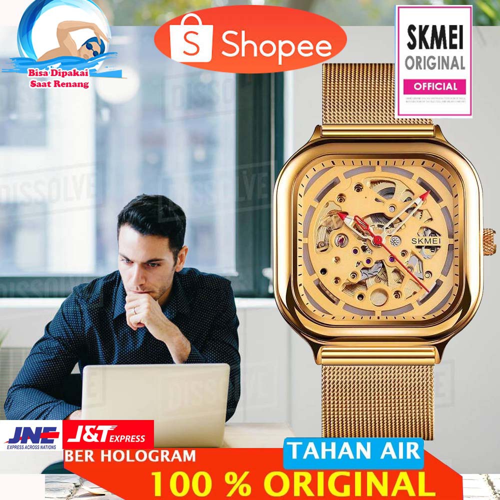 SKMEI Jam Tangan Mechanical Pria Automatic Movement - 9184 [Gold]