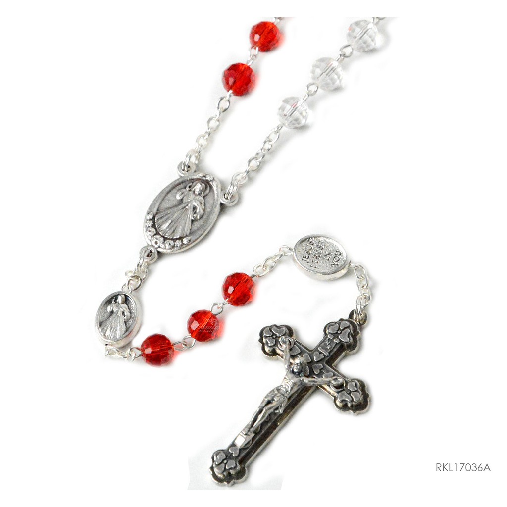 Jual Rosario Kalung Merah Putih Kristal Multifaceted Pater Yesus ...