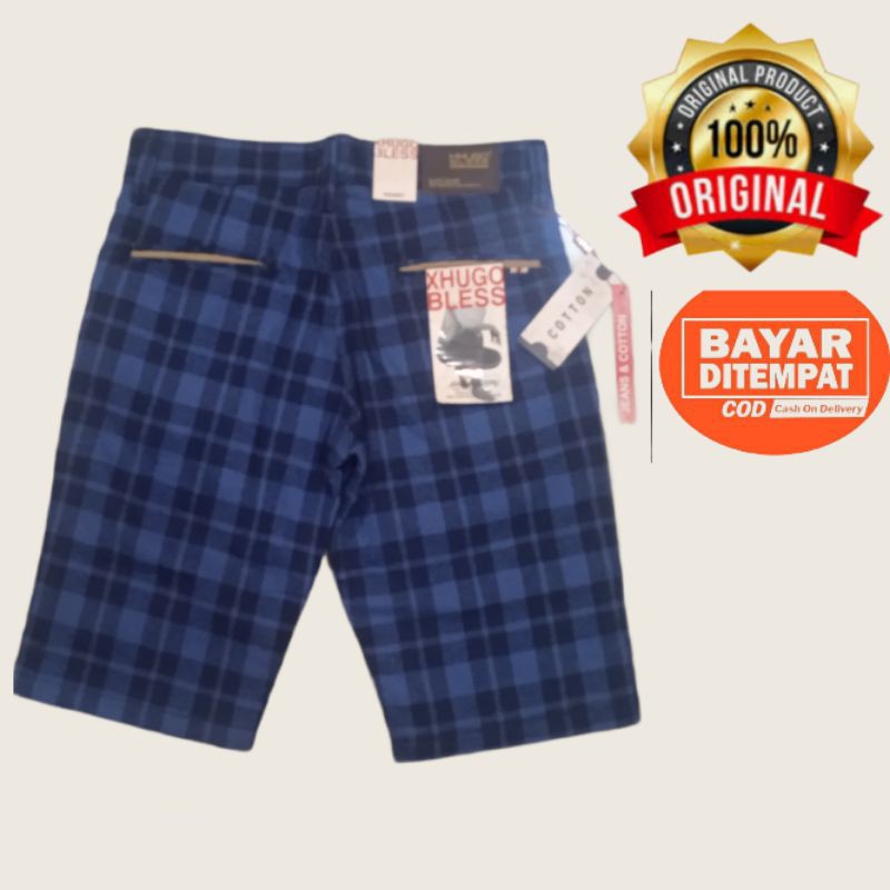 CELANA TARTAN PENDEK PRIA ORIGINAL HUGO BLESS// CELANA TARTAN DISTRO// CELANA PRIA ORIGINAL