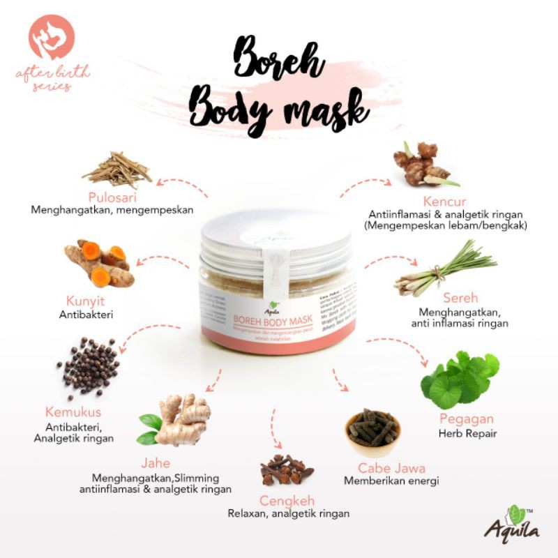 Boreh Body Mask Aquila/ Boreh pasca melahirkan 50gr