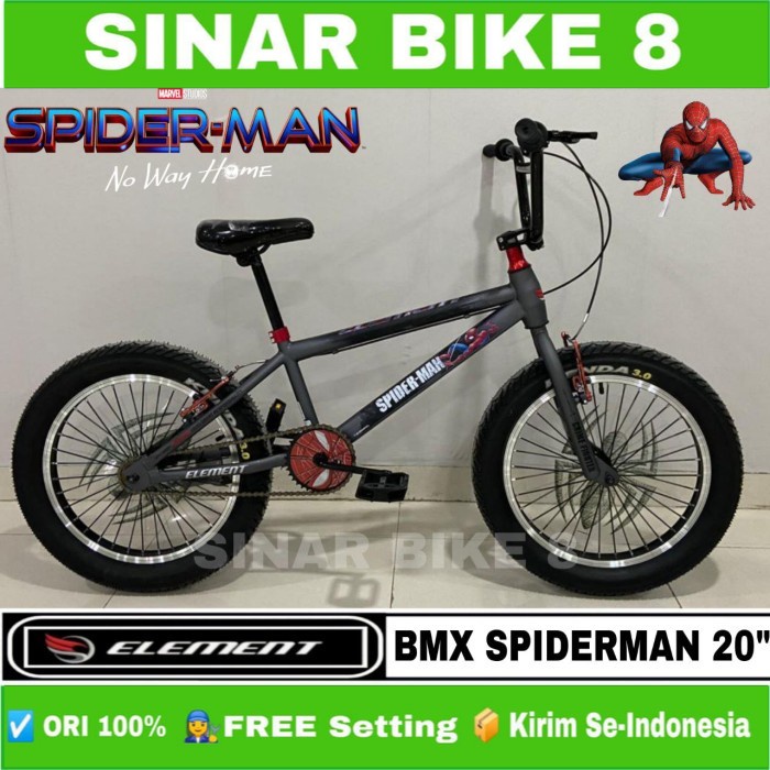 Sepeda Anak Laki Ukuran 20 Inch BMX ELEMENT SPIDERMAN Ban Jumbo 3.0