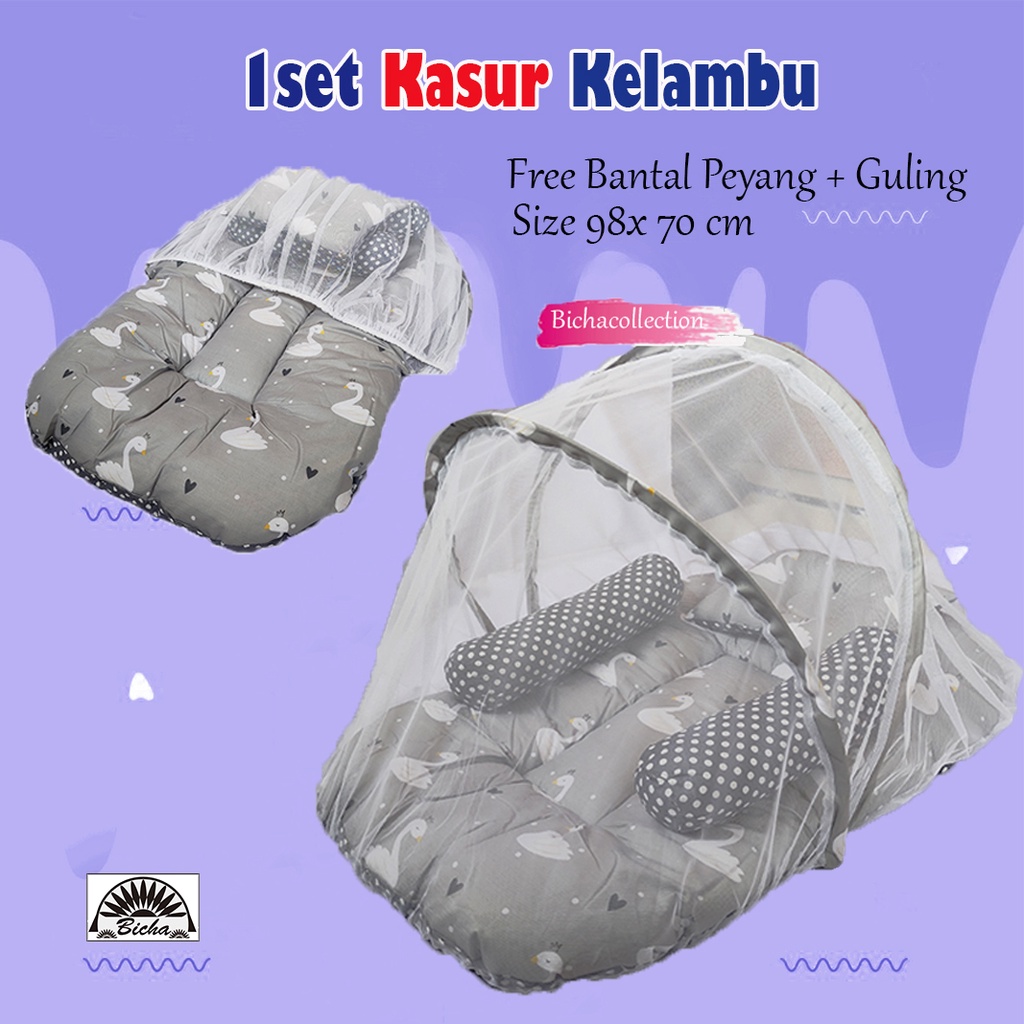 set Kasur Kelambu Bayi FREE Bantal Guling Premium Kasur Lipat Kelambu