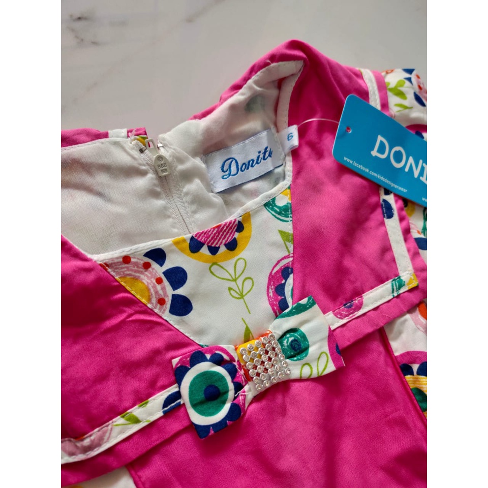 DRESS DONITA PINK BUNGA/DRESS PEREMPUAN 6TAHUN/BAJU ANAK CANTIK MURAH
