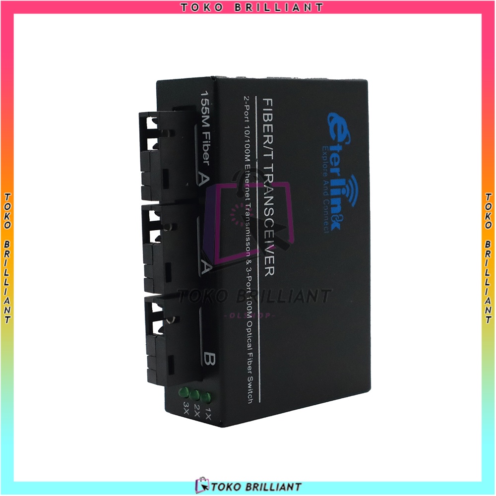 【SupportPOE】3F2E  Fiber Optik Media Converter Single Mode  2 Rj45 Dan 3 Sc Port 10/100Mbps 5V-12V Power Input [BISA COD]