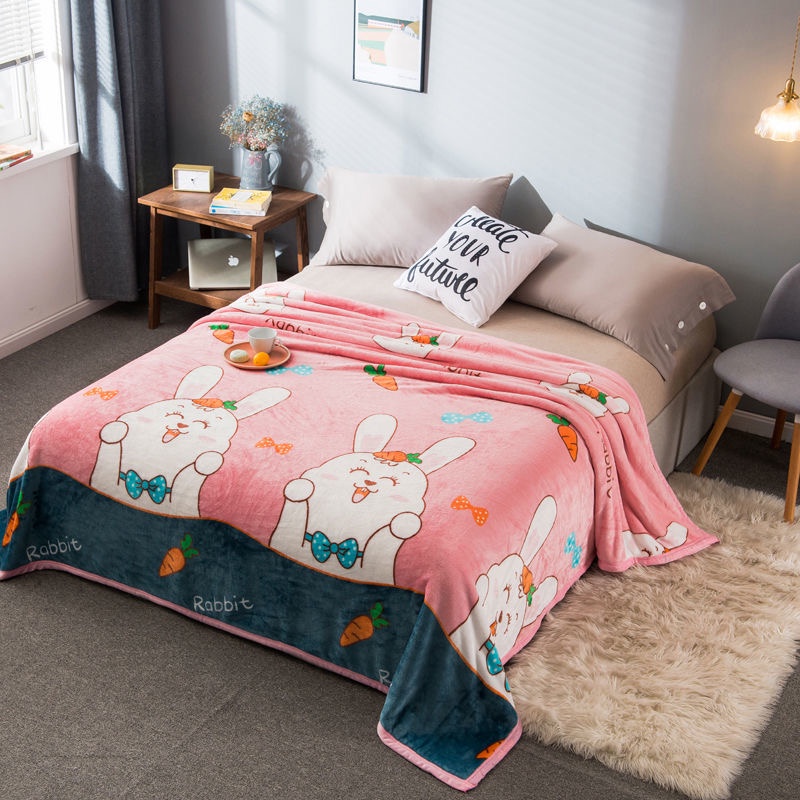 Selimut Bulu Halus 150x200 Motif Dewasa Cantik Murah Asriyasashii Berkualitas-RABBIT 140x190