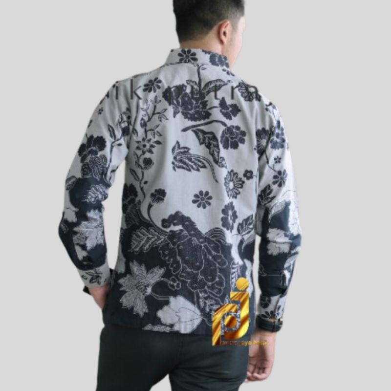 Baju Batik Pria Lengan Panjang Modern BUNG GABU Batik Cowok Slim fit Full Furing Kemeja Pria Kemeja Formal Batik Solo