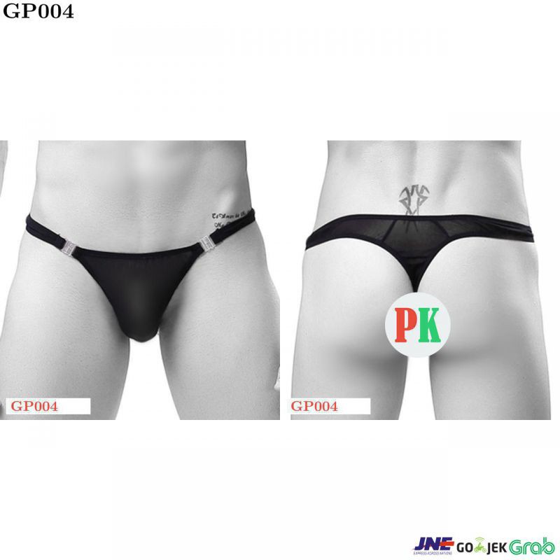 Celana Dalam GString Pria Hitam Transparan