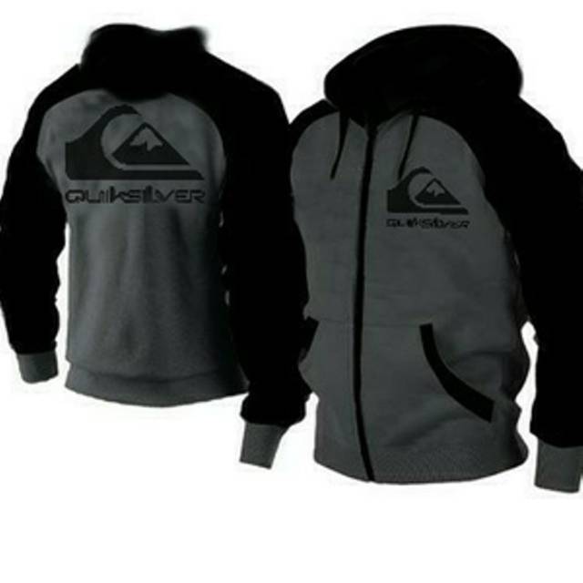 Jaket Hoodie QuickSilver Black/All Size/Big Size/S M L XL 2XL 3XL 4XL 5XL/Casual Cowok Cewek/Terbaru