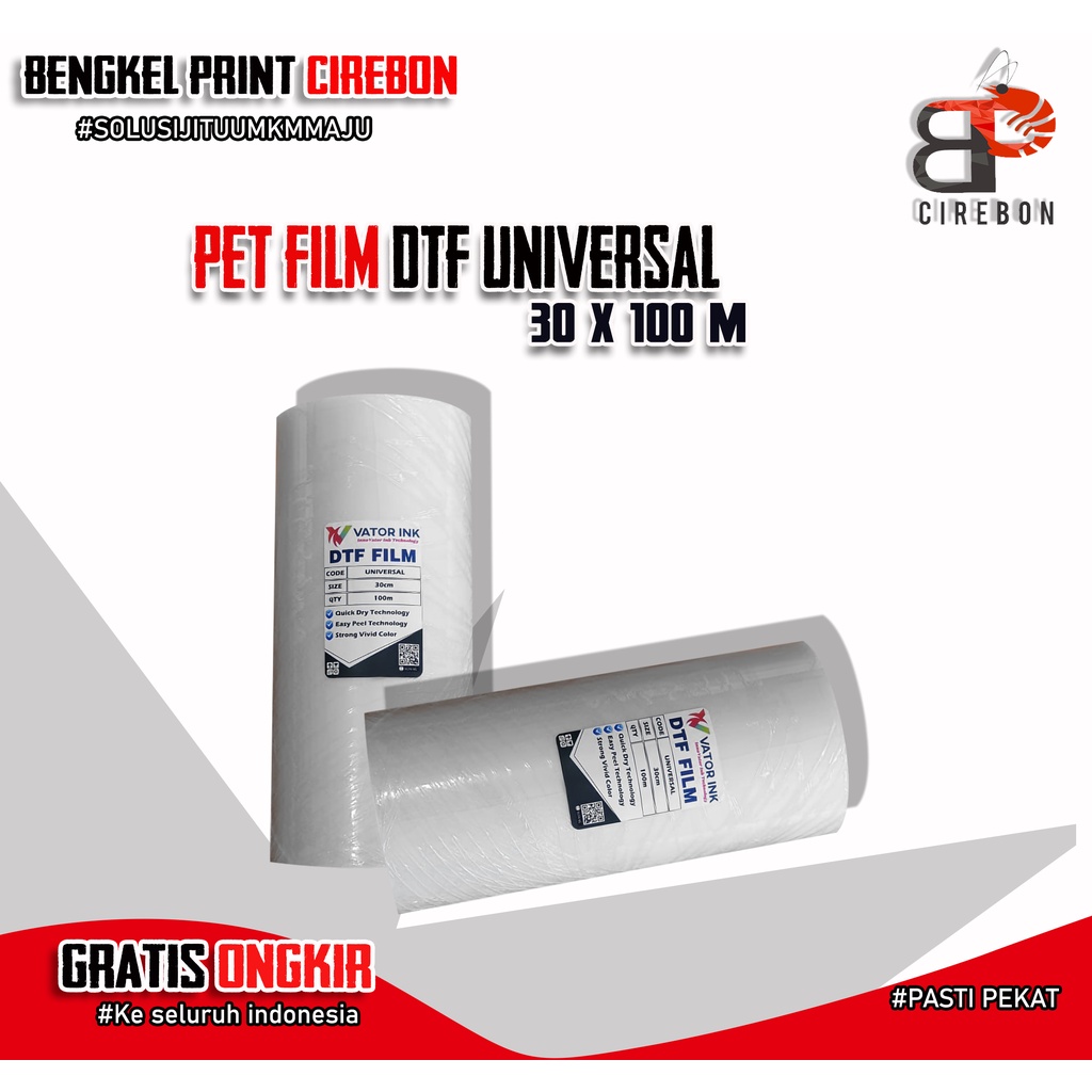 

Kertas Transfer PET Film DTF Vator Universal Rol l PET FILM DTF CIREBON | Bengkel print cirebon