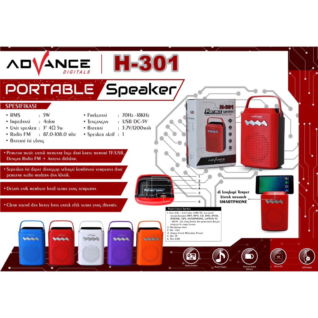 Speaker Portable Blutot Advance H301