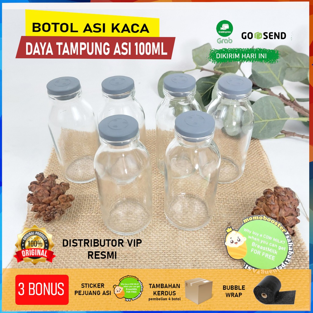 BKA BOTOL KACA ASI 100 ML BELING TUTUP KARET BPA FREE ASIP 100ML BAYI