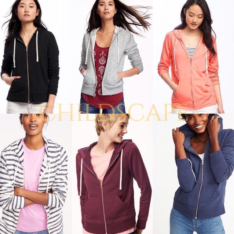 Rb1CodeOld Navy Full Zipper Relaxed Women Hoodie Jacket Plain Jaket Wanita Sweatshirt Perempuan OZW