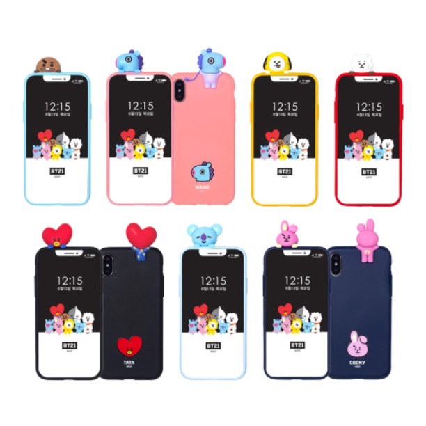 (IPhone) BTS BT21 Official Bbakkom Figure Phone Case Cover