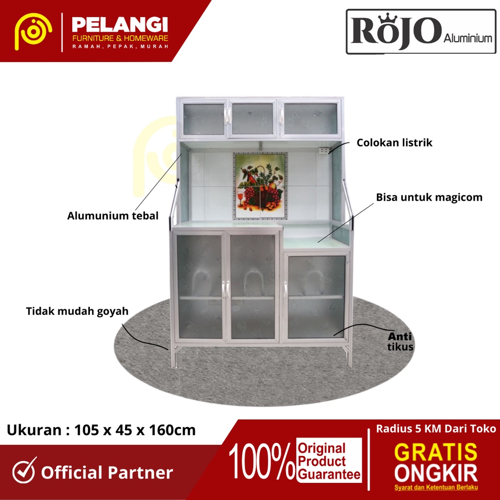 Rak Piring Rojo L100 MG 6 Pintu Plat | Lemari Piring | Lemari Dapur | Rak Piring Alumunium | Kitchen