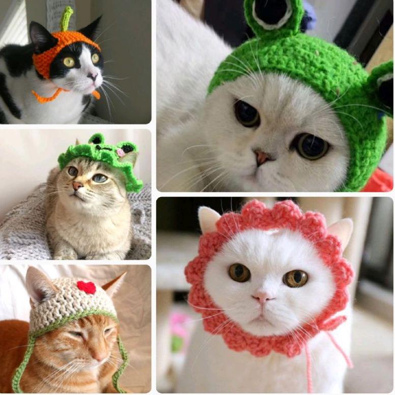 Hat Crochet for Cat / Topi Rajut untuk Kucing / Bando untuk Kucing ▪ PLU.20Au22ᶠ
