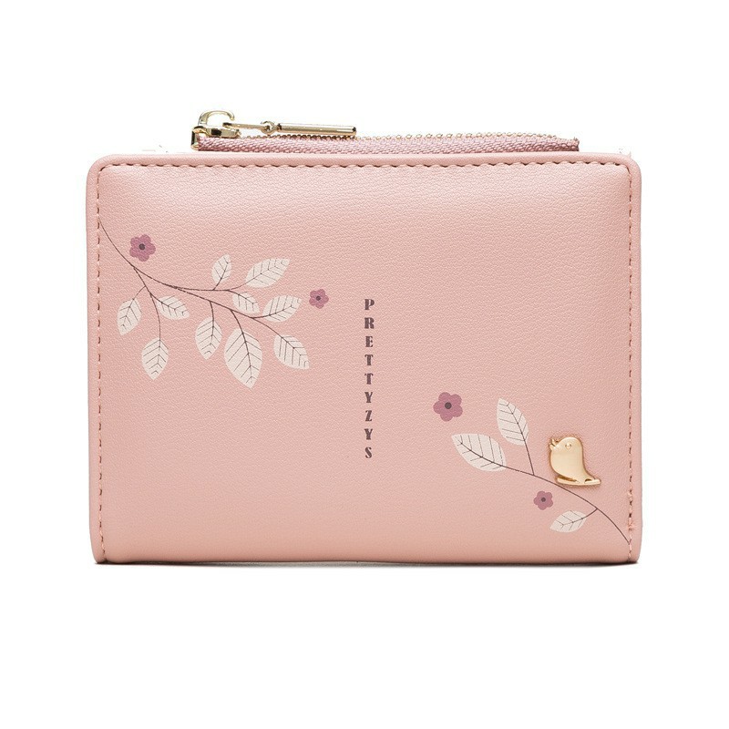 *Alibaba1688* Dompet Lipat Wanita/Dompet Mini Resleting Pendek Modis Bunga