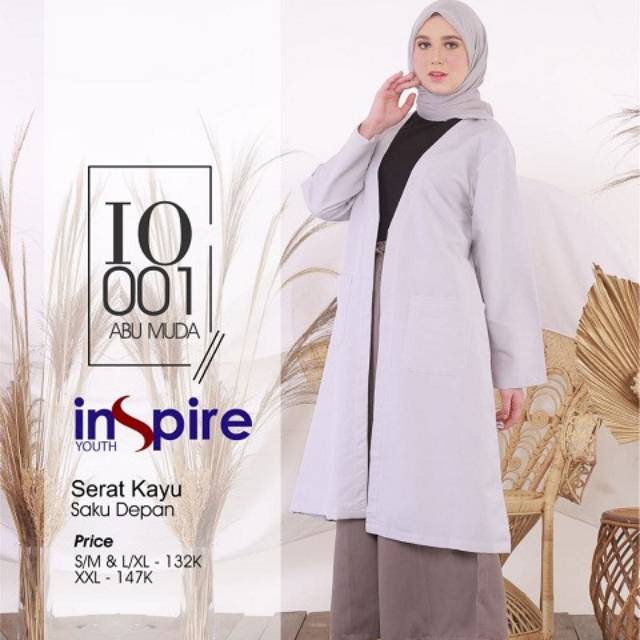 Outer Wanita Muslimah Terbaru Cantik Trendy Lengan Panjang Serat Kayu By Inspire IO 001