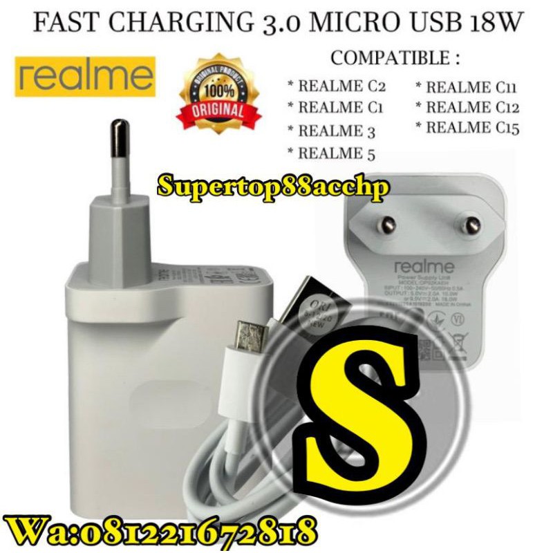 Charger Realme Fast Charging Micro USB 18W Original