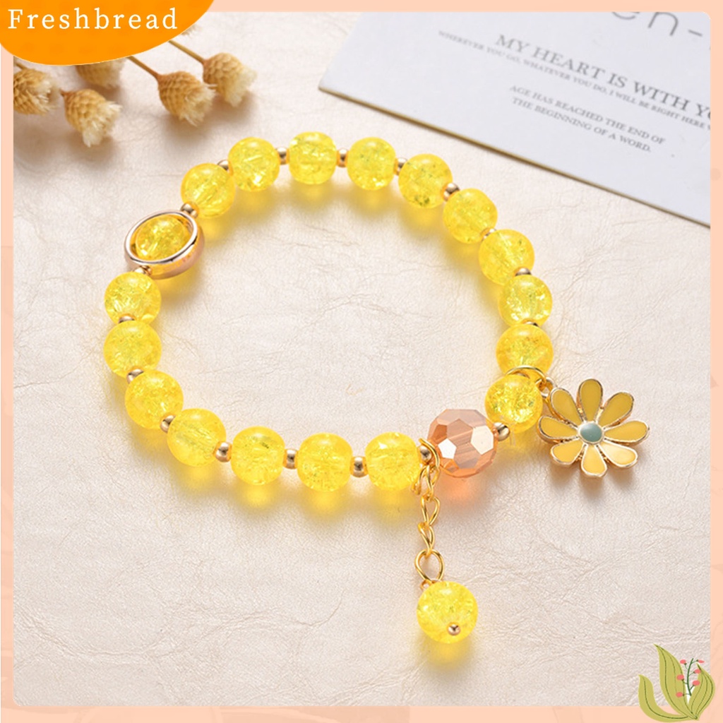 [TERLARIS]Girl Marguerite Glass Flower Dangle Beads Bangle Bracelet Jewelry Accessory for Valentine Day