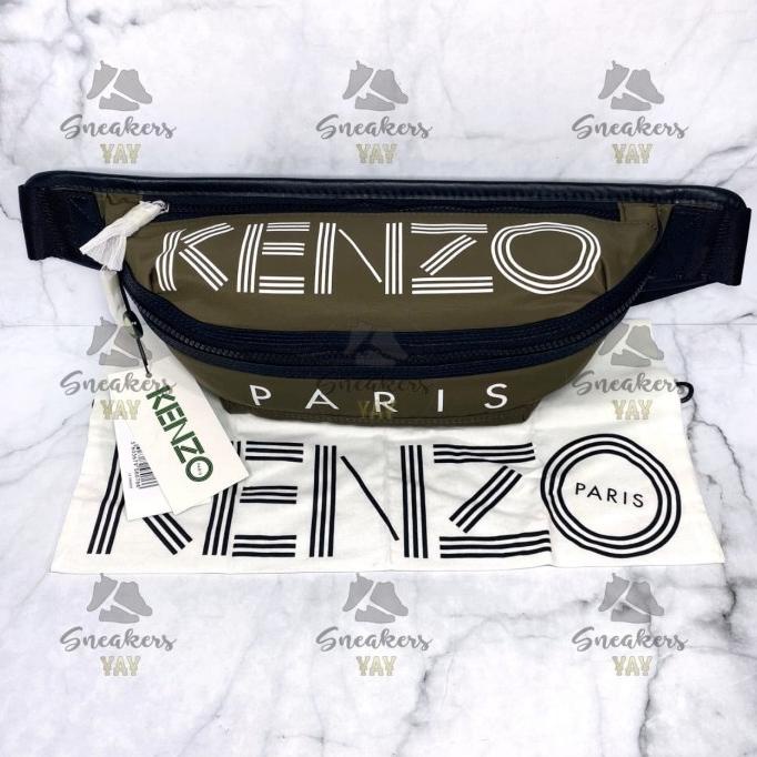 Kenzo Paris Logo Khaki Brown Bumbag Waist Bag Original 100% NEW Termurah