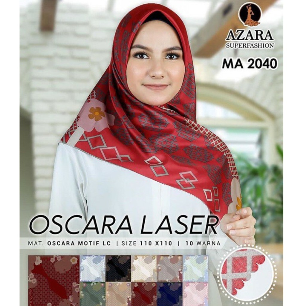 [COD] BELLA SQUARE VOAL / HIJAB AZARA SEGI EMPAT MOTIF / JILBAB OSCARA LASER CUT PREMIUM KODE C