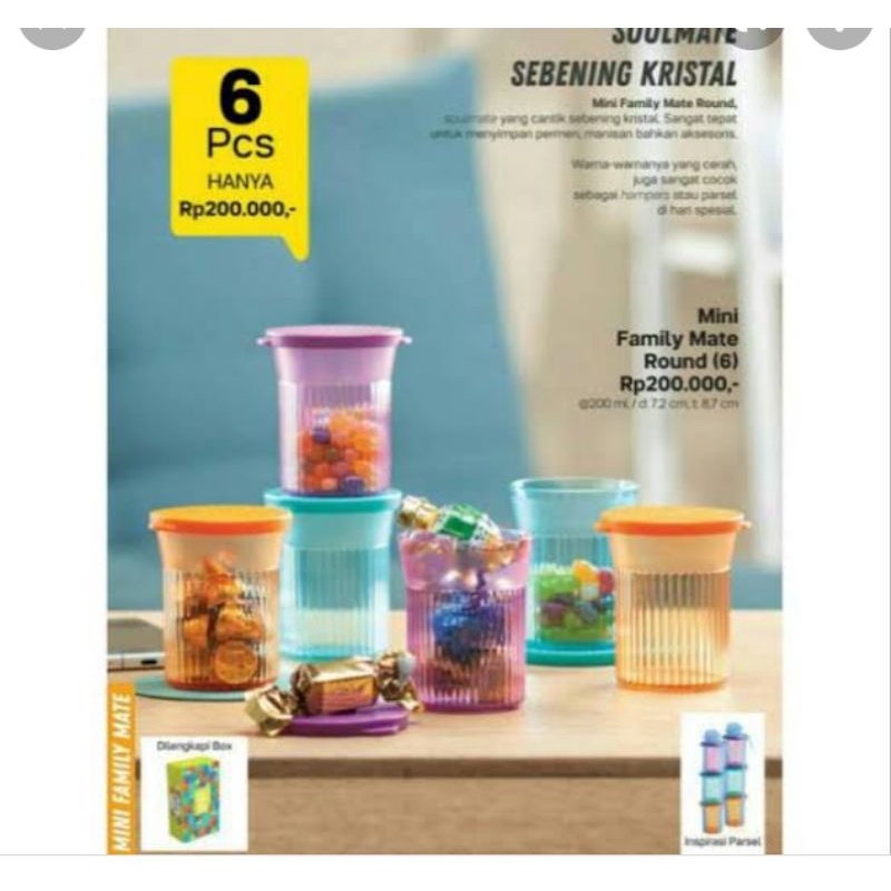 Mini family mate round tupperware / toples mini tupperware / Toples kristal tupperware