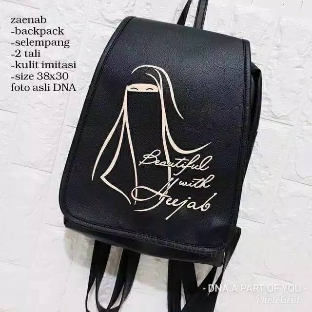 Tas Ransel Fhasion Muslimah Bisa Diselempang  Digendong Hitam