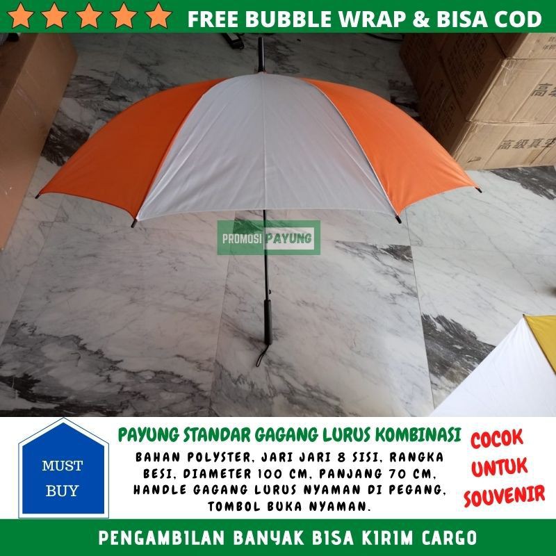 PAYUNG PANJANG standar gagang lurus selapis warna kombinasi payung dekorasi foto payung promosi