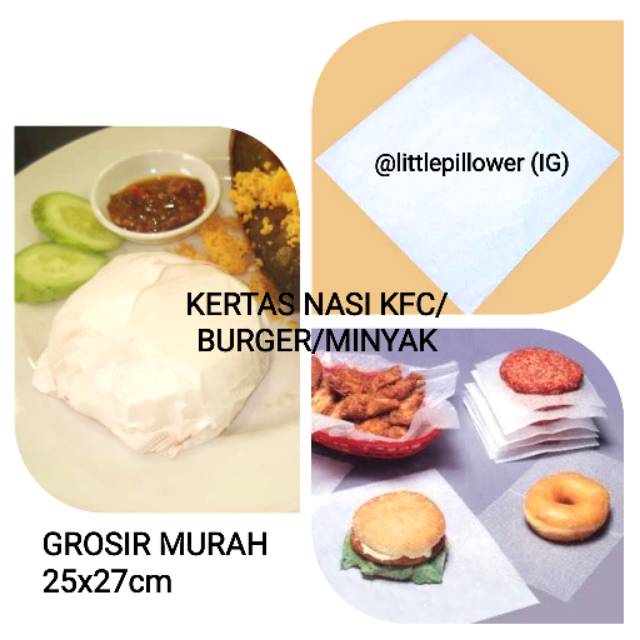 (isi 500lembar) Kertas nasi KFC/burger/ kertas minyak/kertas bungkus