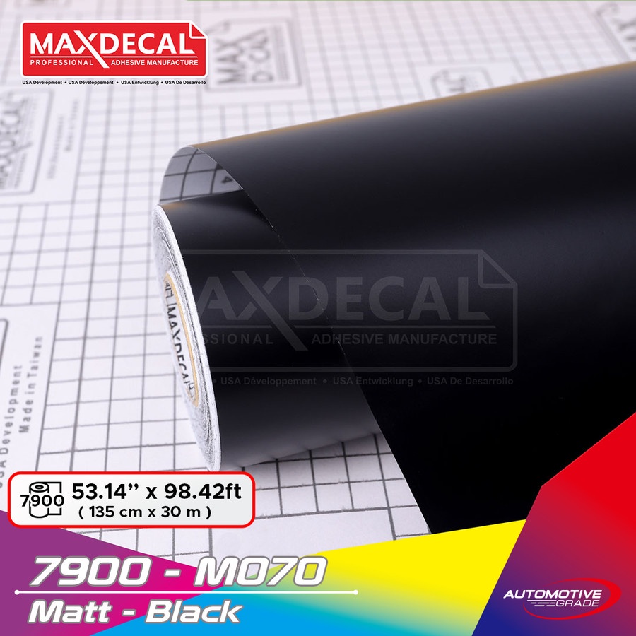 METERAN Stiker Skotlet MaxDecal Lebar 135cm Hitam Black Doff Matt Matte