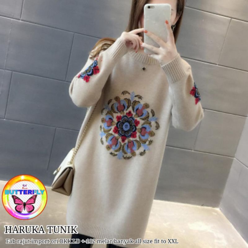 TUNIK HARUKA RAJUT IMPORT TEBAL ORI BKK