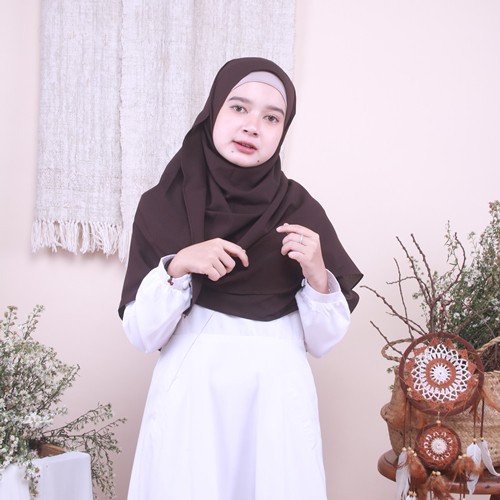 Pashmina Diamond Premium 180 X 75 Bahan Diamond Crepe-Coffee